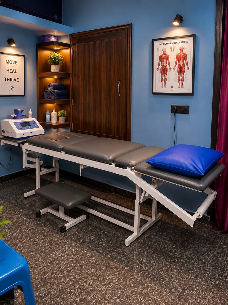 Clean Yogi Physiotherapy treatment room with therapy table
